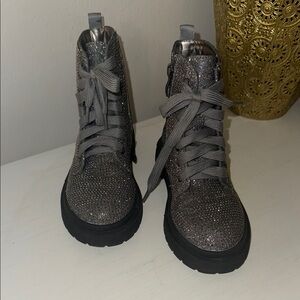 Glittery Gray Kids Boots